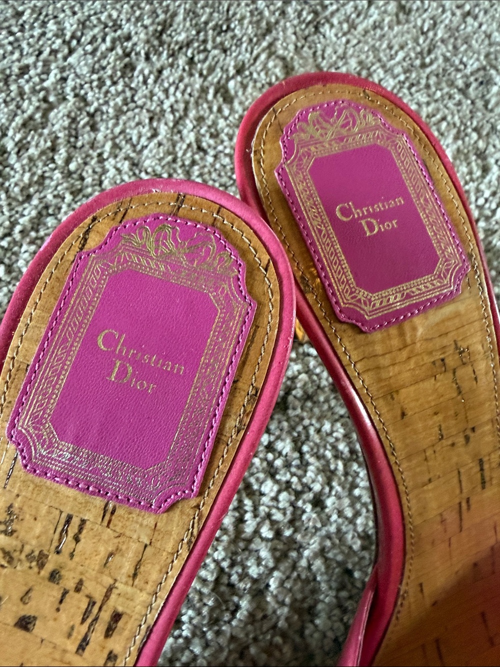 Dior Hot Pink Patent Leather Bow Slide Mules - Picture 2 of 5